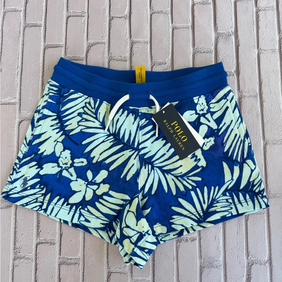 Polo Ralph Lauren Other - Polo Ralph Lauren Girls Tropical Print Spa Terry Shorts Blue Size M (8-10) NWT